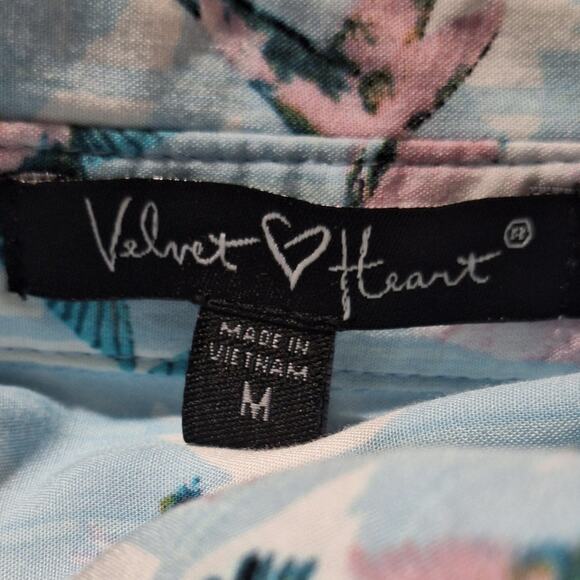 NWOT Velvet Heart Shirt Women's Medium Blue Birds phoebebuffay bohemian 1990s - Picture 2 of 8